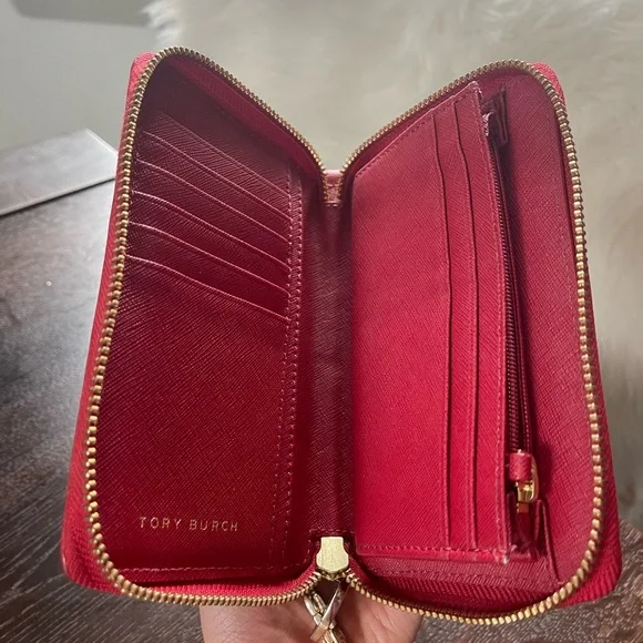 Tory Burch Red Leather Wristlet - Picture 5 of 8